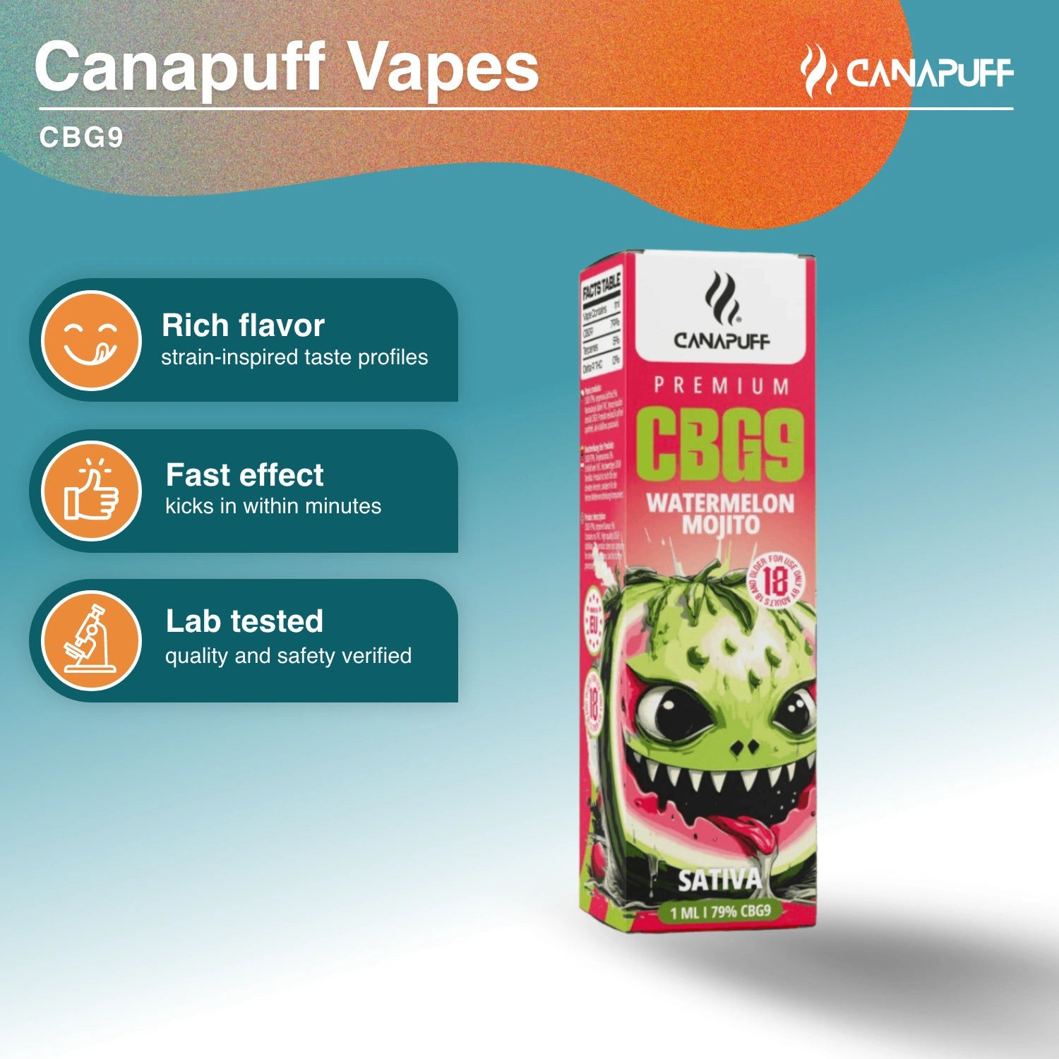 CBG9 Vape Watermelon Mojito 79% 1ml